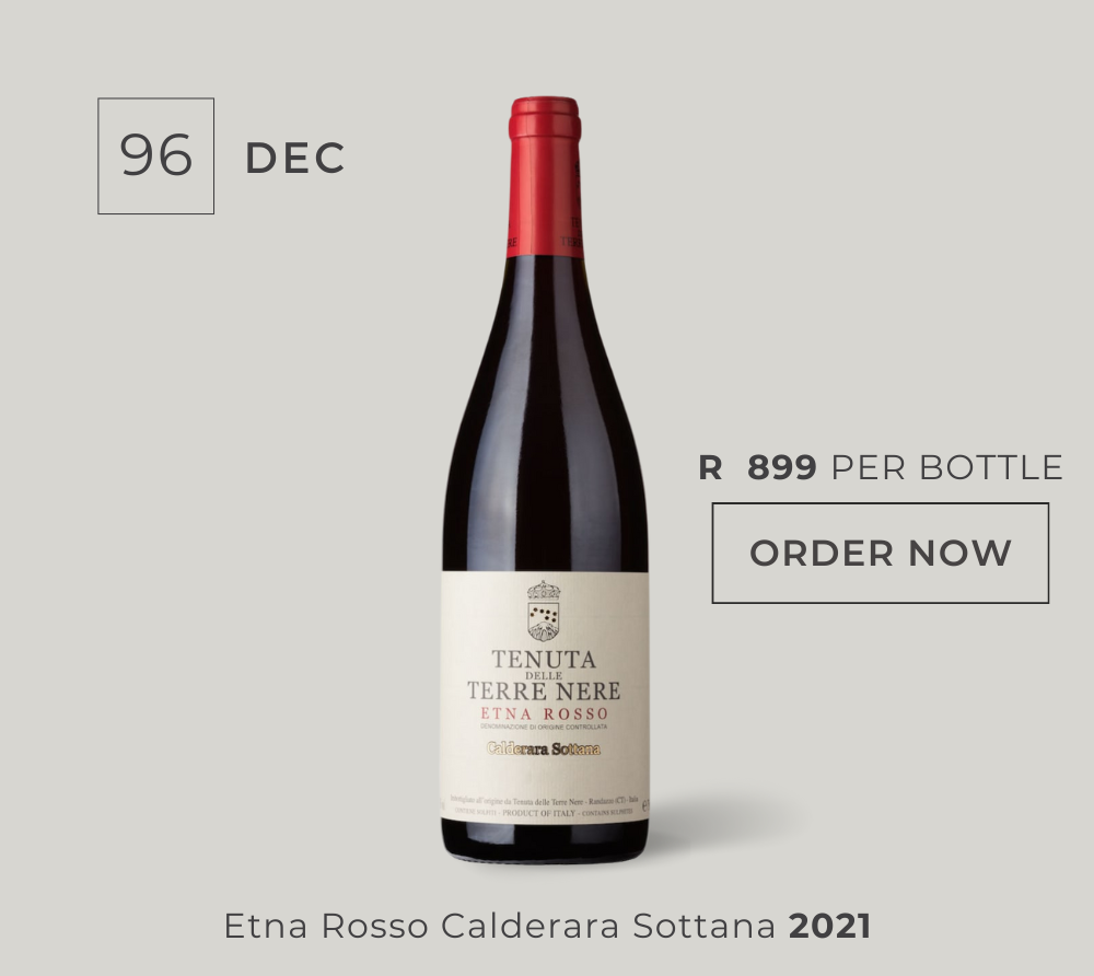 A bottle of Tenuta delle Terre Nere Etna Rosso wine with a price tag and an "Order Now" button.